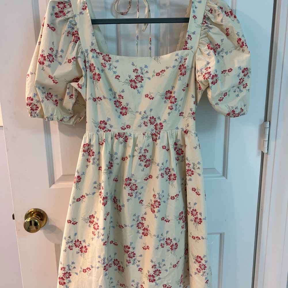 Wayf Cream Floral Dress